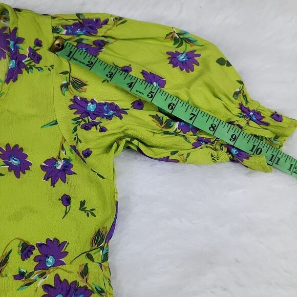 NEW Faithfull The Brand - La Barben Mini Dress - Locanda Floral Green - 4 -Small - Picture 10 of 12